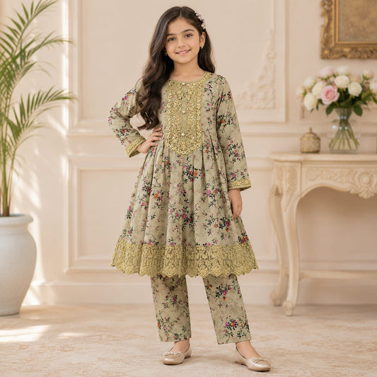Girls Printed & Embroidered Lawn  Set – Stylish Premium Kids Collection (6 to 13 Years)