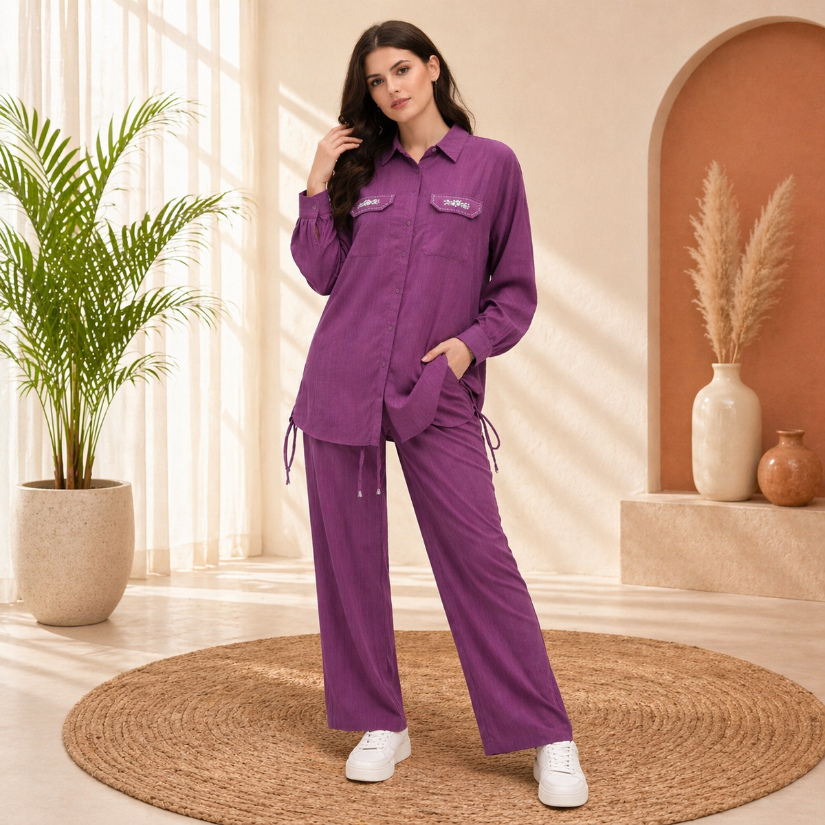 Premium Crush Georgette Co-Ord Set – Medium Size