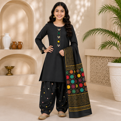 Girls Premium 3 Pc Cotton Lawn Shirt Shalwar Set – High Quality Stylish Kids Wear (6 to 13 Years)