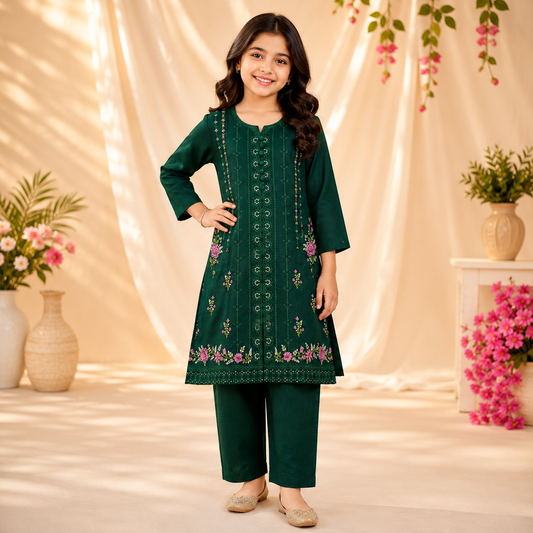 Embroidered Cotton Lawn Suit for Girls – 2 Piece