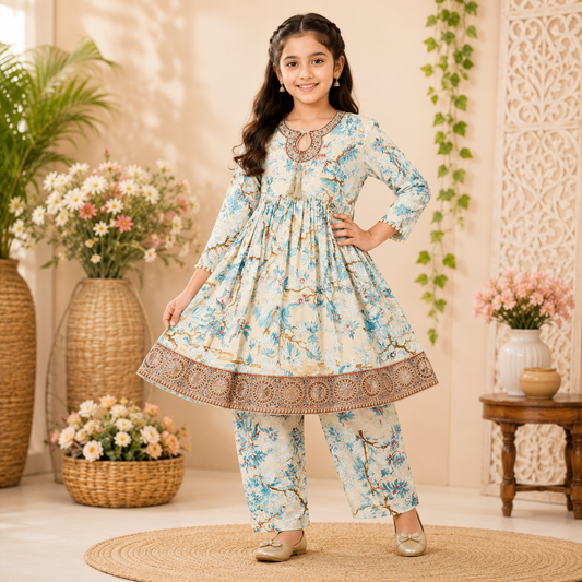 Girls Printed & Embroidered Lawn  Set – Stylish Premium Kids Collection (6 to 13 Years)